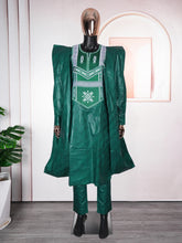 Men's Traditional Bazin Riche Agbada Set – Green Dashiki Robe, Shirt & Pants Formal Attire - Free Delivery Worldwide